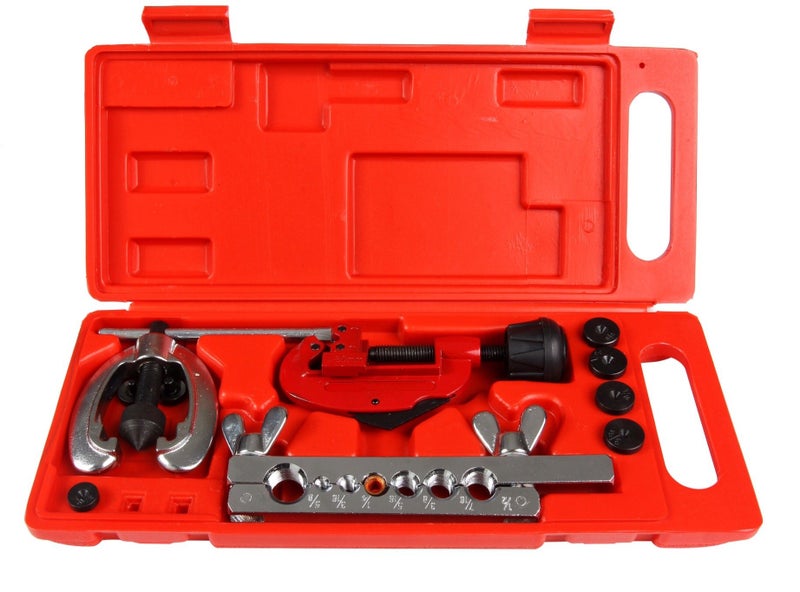 Shankly Double Flaring Tool Set Professional Grade Double Brake Flaring Tool Heavy Duty Brake Line Flaring Tool Kit and Swage Tool, Flare Tool with Tubing Straightener or Cutter - Image 1